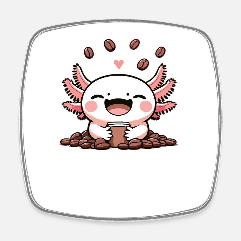 Axolotl Coffeelotl Amateurs de café Axolotls mignons - Magnet carré - blanc