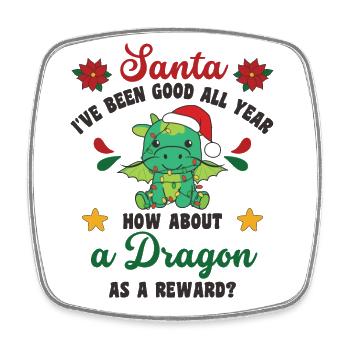 Ich will ein Drache zu Weihnachten süße Drachen - Viereckiger Kühlschrankmagnet - Weiß - Vorne