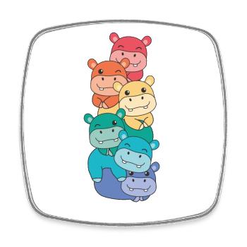 Rainbow Hippo Cute Colorful Hippo for Kids - Square fridge magnet - white - Front
