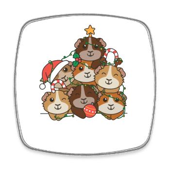 Guinea Pig Christmas Tree Funny Animal - Square fridge magnet - white - Front