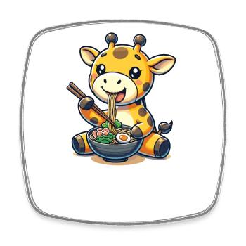 süße Giraffe isst Ramen Nudeln Giraffen Ramen - Viereckiger Kühlschrankmagnet - Weiß - Vorne