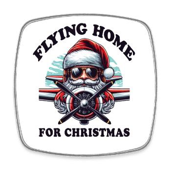 Pilot Santa Flying Home for Christmas Flugzeug - Viereckiger Kühlschrankmagnet - Weiß - Vorne