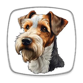 Wire Hair Fox Terrier - Square fridge magnet - white - Front
