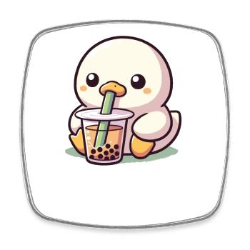 Kawaii Canard Bubble Tea Boba Canard - Magnet carré - blanc - Devant