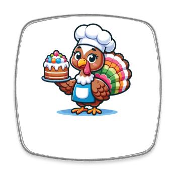 Thanksgiving Truthahn Bäcker Torte Nachtisch - Viereckiger Kühlschrankmagnet - Weiß - Vorne