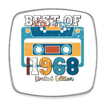 55th Birthday Cassette November Vintage 1968 - Square fridge magnet - white - Front
