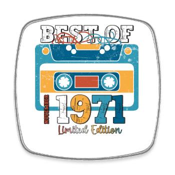 52e anniversaire Cassette Novembre Vintage 1971 - Magnet carré - blanc - Devant