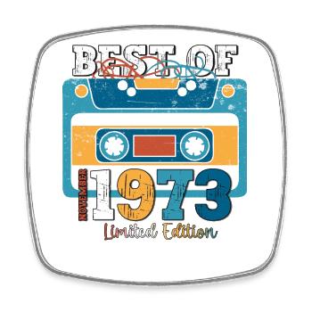 50e anniversaire Cassette novembre Vintage 1973 - Magnet carré - blanc - Devant