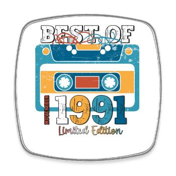 32e anniversaire Cassette Novembre Vintage 1991 - Magnet carré - blanc - Devant