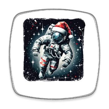 Astronaute Père Noël Polygone Noël - Magnet carré - blanc - Devant