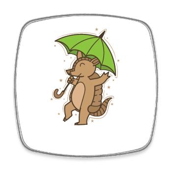 Armadillo with umbrella mammal desert - Square fridge magnet - white - Front
