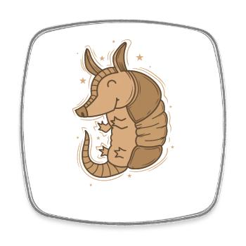 Armadillo is happy desert mammal - Square fridge magnet - white - Front
