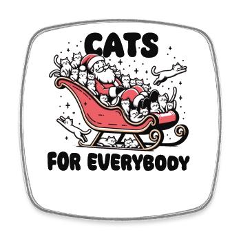 Weihnachtsmann mit Katzen schlitten – Cats for - Viereckiger Kühlschrankmagnet - Weiß - Vorne