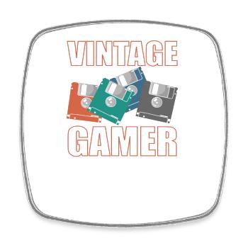 Vintage Gamer Diskette Retrospeichermodul - Viereckiger Kühlschrankmagnet - Weiß - Vorne