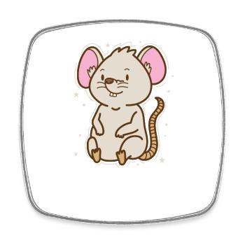 Mouse, Pet, Cheese, Mammal - Square fridge magnet - white - Front