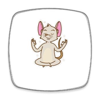 Mouse Meditating Pet Cheese - Square fridge magnet - white - Front