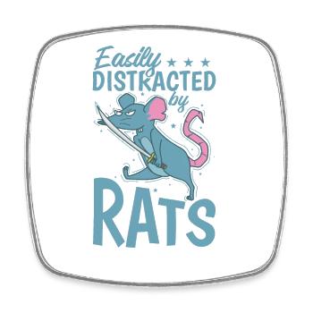 Easily Distracted by Rats Rodent - Square fridge magnet - white - Front