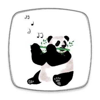 Panda Playing the Flute - Square fridge magnet - white - Front