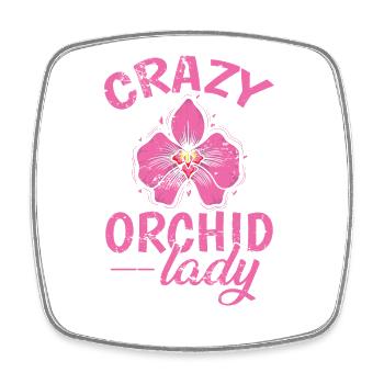 Crazy Orchid Lady plante fleur - Magnet carré - blanc - Devant