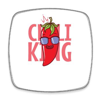 Chili King Gewürz Schärfegrad Scoville - Viereckiger Kühlschrankmagnet - Weiß - Vorne