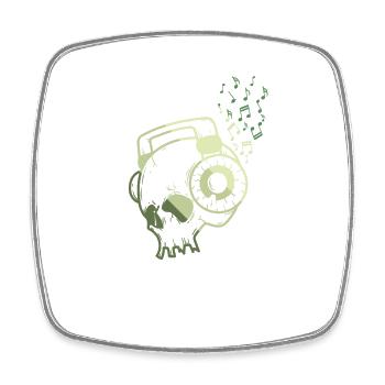 Head with headphones Music - Square fridge magnet - white - Front