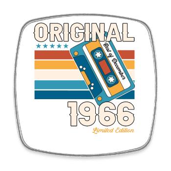 57e anniversaire Cassette décembre Vintage 1966 - Magnet carré - blanc - Devant