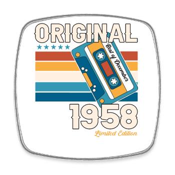 65e anniversaire Cassette décembre Vintage 1958 - Magnet carré - blanc - Devant