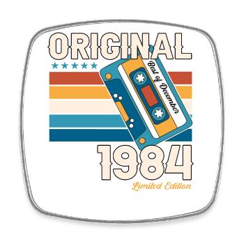 39th Birthday Cassette December Vintage 1984 - Square fridge magnet - white - Front
