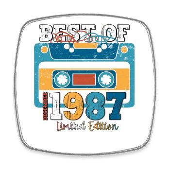 36e anniversaire décembre Vintage 1987 cassette - Magnet carré - blanc - Devant