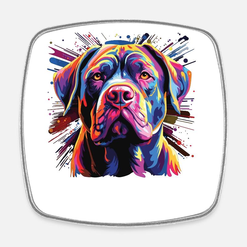 Wasserfarben Farbenfroher Cane Corso - Viereckiger Kühlschrankmagnet - Weiß