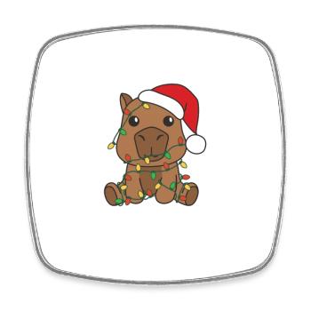 Capybara Weihnachten Winter Tiere Capybaras - Viereckiger Kühlschrankmagnet - Weiß - Vorne