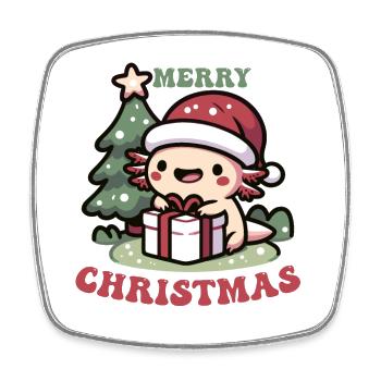 Axolotl Noël Axolotls mignons Joyeux Noël - Magnet carré - blanc - Devant
