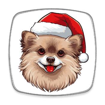 Zwergspitz Weihnachten Portät Pomeranian Hund - Viereckiger Kühlschrankmagnet - Weiß - Vorne