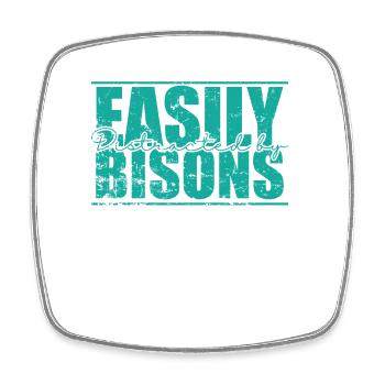 Easily Distracted by Bison Animal - Square fridge magnet - white - Front
