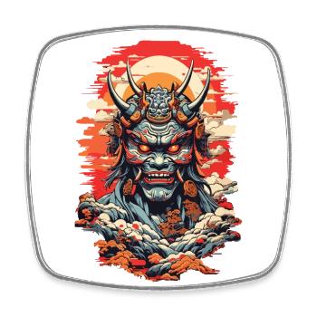 Japanese Oni Demon Vaporwave Vintage Design - Square fridge magnet - white - Front