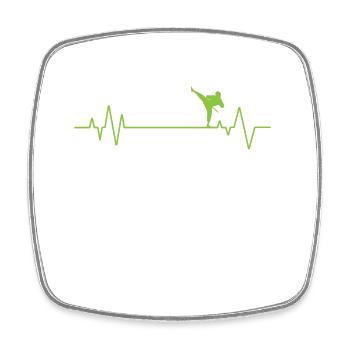 Taekwondo Heartbeat Line Martial Arts - Square fridge magnet - white - Front
