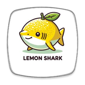 Lemon Shark Funny Animal Made of Fruit - Square fridge magnet - white - Front