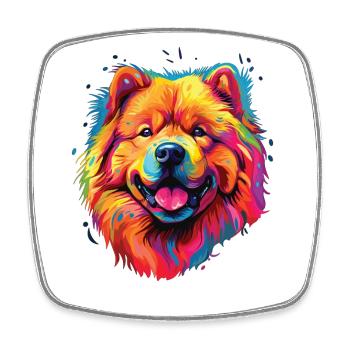 Wasserfarben Farbenfroher Chow Chow - Viereckiger Kühlschrankmagnet - Weiß - Vorne