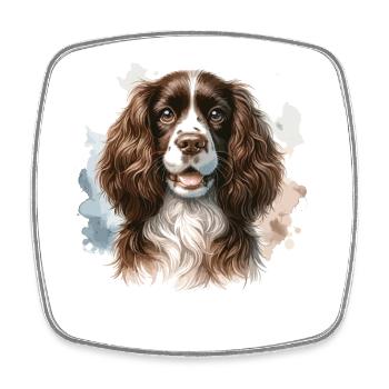 Watercolor Colorful English Springer Spaniel - Square fridge magnet - white - Front