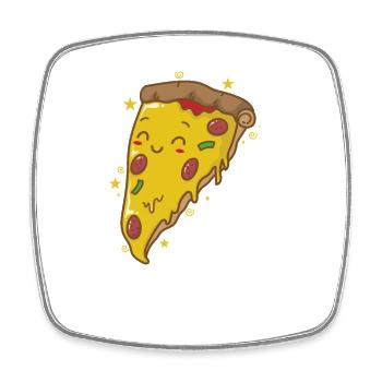 Pizza ist glücklich italienisch - Viereckiger Kühlschrankmagnet - Weiß - Vorne