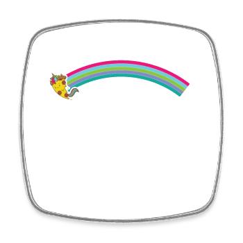 Pizza Einhorn mit Regenbogen - Viereckiger Kühlschrankmagnet - Weiß - Vorne