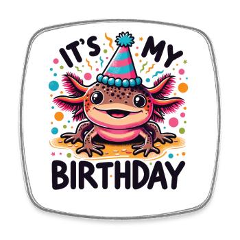 Axolotl Birthday for Kids a Birthday - Square fridge magnet - white - Front