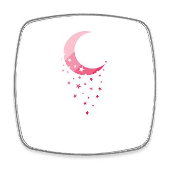 Moon with asterisk night sky - Square fridge magnet - white - Front