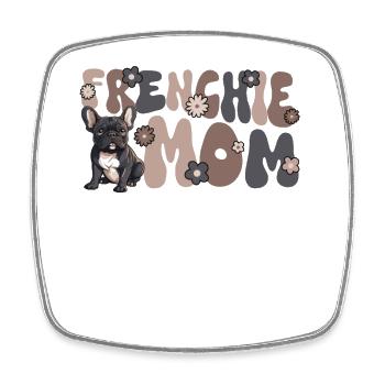 French Bulldog Groovy Frenchie Mom - Square fridge magnet - white - Front