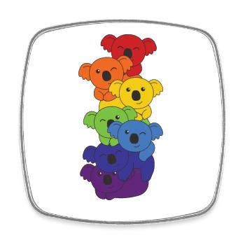 Regenbogen Flag Pride LGBTQ süßer Koala Stapel - Viereckiger Kühlschrankmagnet - Weiß - Vorne