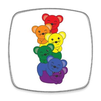 Regenbogen Flag Pride LGBTQ süßer Maus Stapel - Viereckiger Kühlschrankmagnet - Weiß - Vorne
