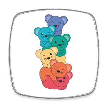 Regenbogen Flag Pride LGBTQ süßer Maus Stapel - Viereckiger Kühlschrankmagnet - Weiß - Vorne