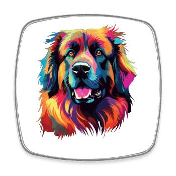 Watercolor Colorful Leonberger - Square fridge magnet - white - Front