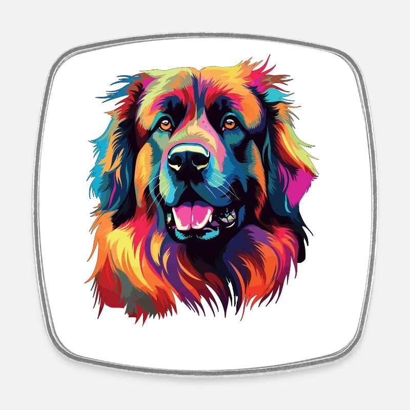 Aquarelle colorée Leonberg - Magnet carré - blanc