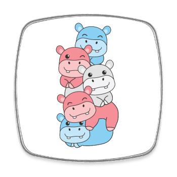 Transgender Flag Pride LGBTQ Cute Hippo Stack - Square fridge magnet - white - Front